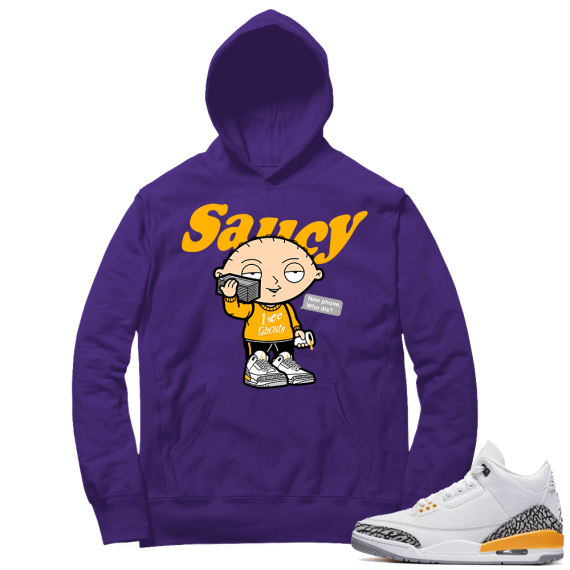 Laser Orange 3s Sneaker Hoodie - Purple - Saucy