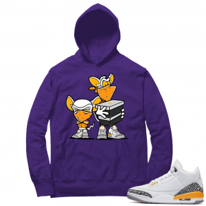 Laser Orange 3s Sneaker Hoodie - Purple - Sneaker Heist