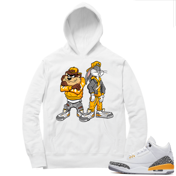 Laser Orange 3s Sneaker Hoodie - White - Bugs and Taz