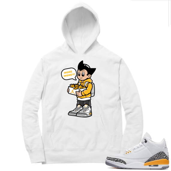 Laser Orange 3s Sneaker Hoodie - White - More Shoe Money