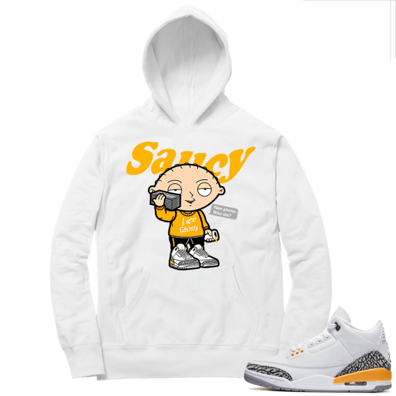 Laser Orange 3s Sneaker Hoodie - White - Saucy