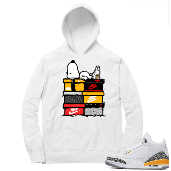 Laser Orange 3s Sneaker Hoodie - White - Sneakerhead Snoopy