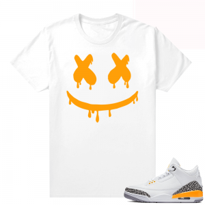 Laser Orange 3s sneaker tees - White - Smiley Drip