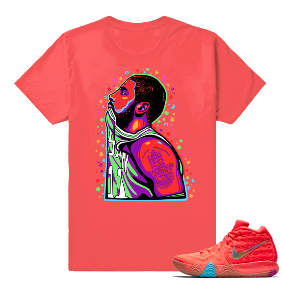 Lucky Charms Kyrie 4 Shirts  Kyrie Pop Art  Coral Red Tee