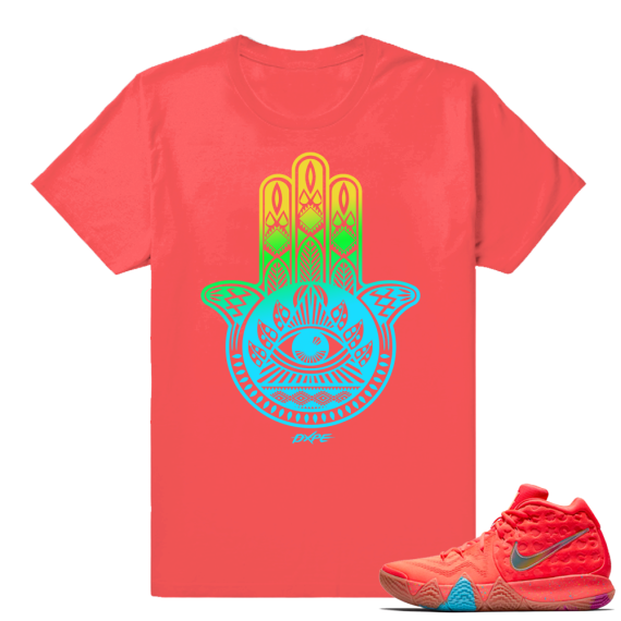 Lucky Charms Kyrie 4 shirt match  Hamsa  Coral Red Tee