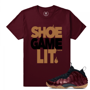 Match Maroon Foamposite | Shoe Game Lit | Maroon T shirt