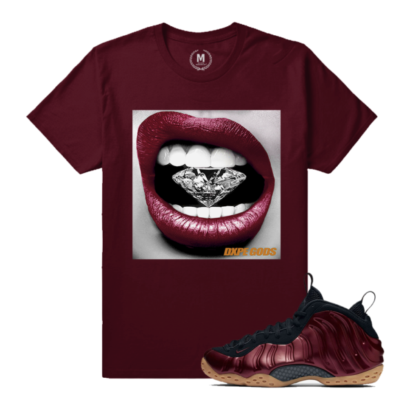 Match Maroon Foamposite | Diamond Lips | Maroon T shirt