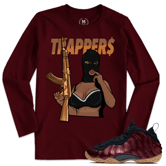 Match Maroon Foamposite | Gold AK | Maroon Long Sleeve T shirt