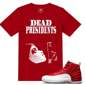 Match Gym Red 12 Jordan Retros | Dead Presidents | Red T shirt