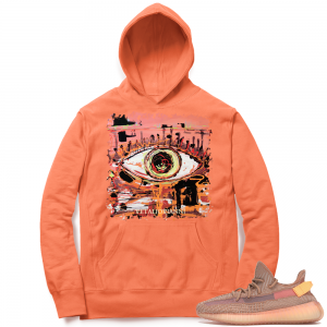 Yeezy 350 Clay | Abstract Eye | Bright Orange Hoodie