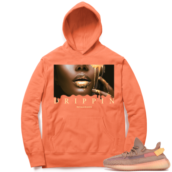 Yeezy 350 Clay | Drippin | Bright Orange Hoodie