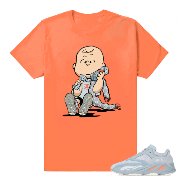 Inertia Yeezy 700 | Designer Charlie Brown | Hyper Orange Shirt