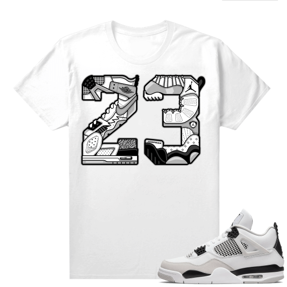 Military Black 4s - Tees White 23 Mashup