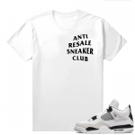 Military Black 4s - Tees White Anti Resale Sneaker Club