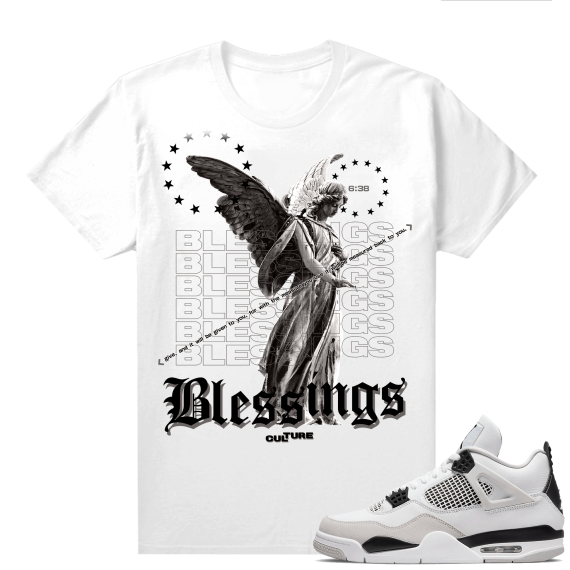 Military Black 4s - Tees White Blessings