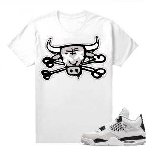 Military Black 4s - Tees White Bully Bones