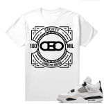 Military Black 4s - Tees White CEO 100 Mil