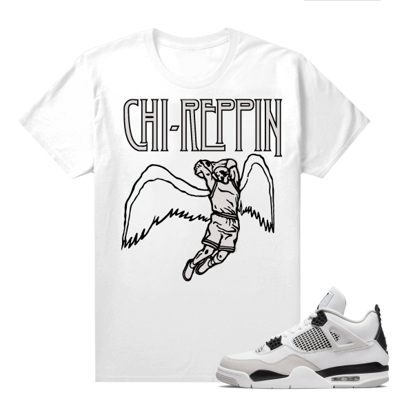 Military Black 4s - Tees White Chi Reppin