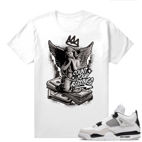 Military Black 4s - Tees White Count your Blessings