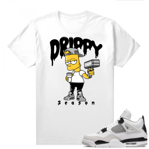 Military Black 4s - Tees White Drippy Season