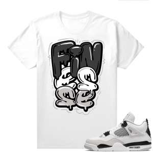 Military Black 4s - Tees White Finesse bubble drip