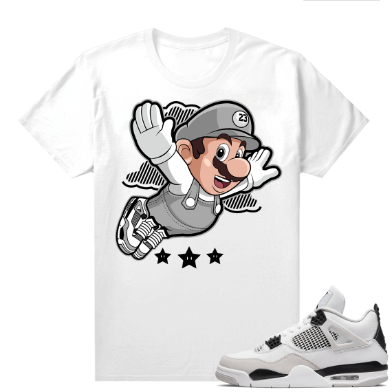 Military Black 4s - Tees White Fly Mario