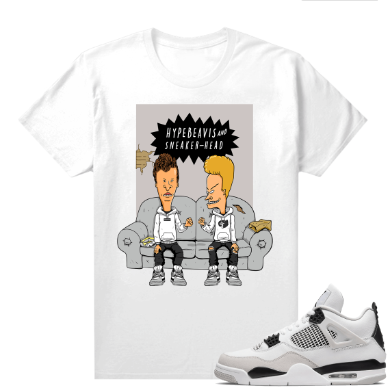 Military Black 4s - Tees White Hype Beavis and Sneakerhead