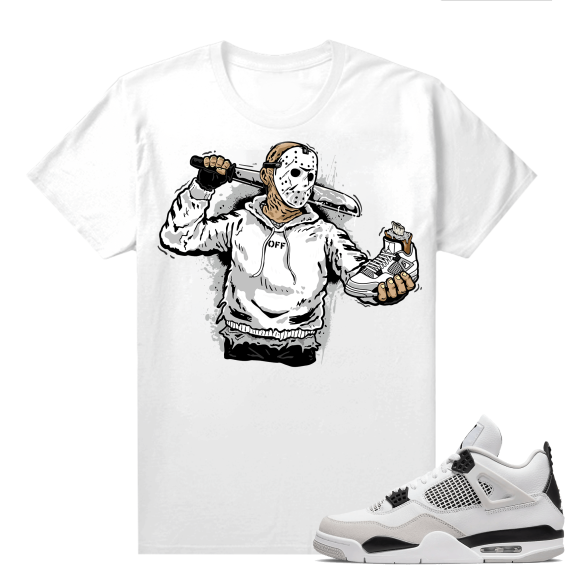 Military Black 4s - Tees White Jason Cop