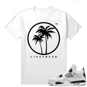 Military Black 4s - Tees White Live Fresh Palm logo