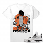 Military Black 4s - Tees White Make Money Not Friends