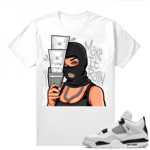 Military Black 4s - Tees White Make it Rain