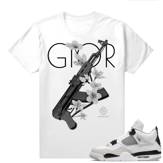 Military Black 4s - Tees White Marcello Gior Ak Floral