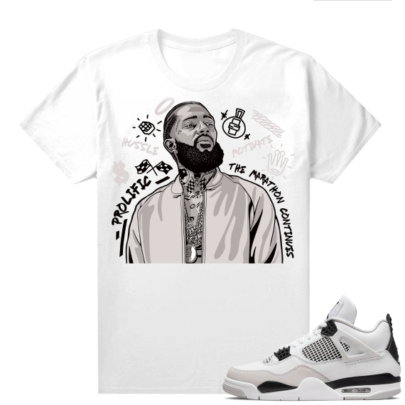 Military Black 4s - Tees White Nipsey Tribute