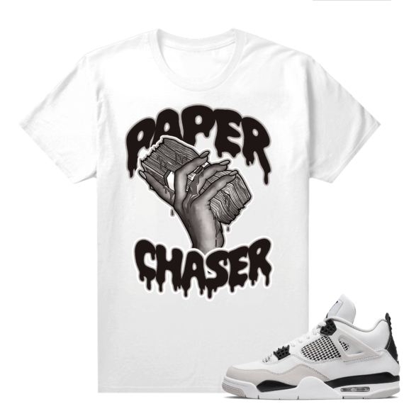 Military Black 4s - Tees White Paper Chaser