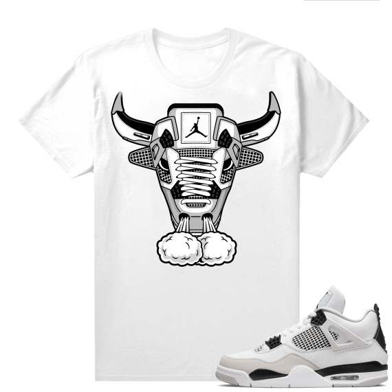 Military Black 4s - Tees White Raging Bull