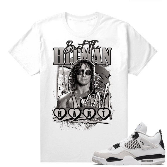 Military Black 4s - Tees White Retro Hitman Hart