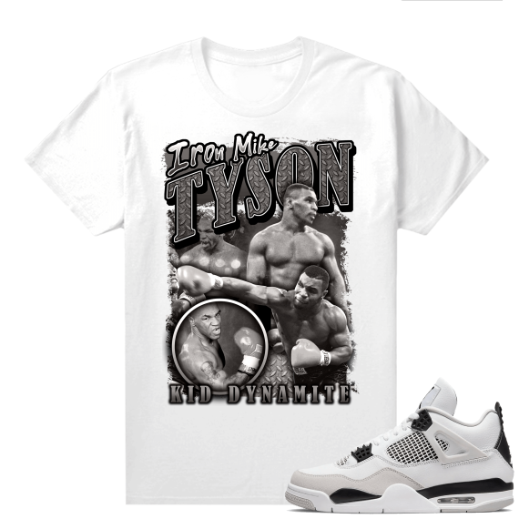 Military Black 4s - Tees White Retro Iron Mike