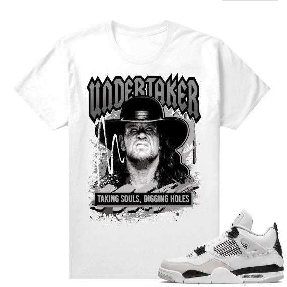 Military Black 4s - Tees White Retro Undertaker