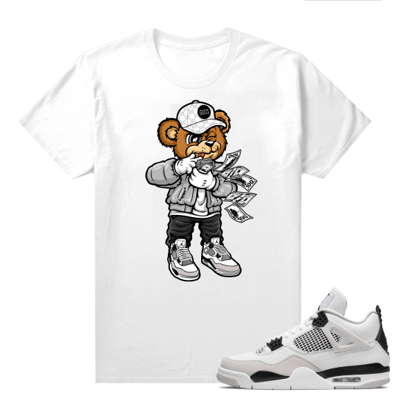 Military Black 4s - Tees White Rich Bear