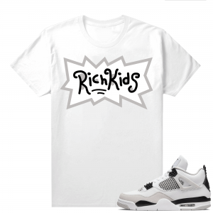 Military Black 4s - Tees White Rich Kids