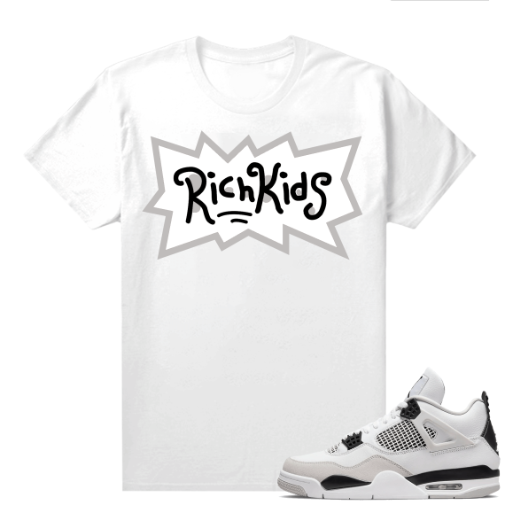 Military Black 4s - Tees White Rich Kids