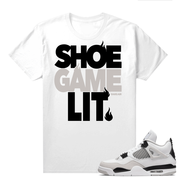 Military Black 4s - Tees White Shoe Game Lit