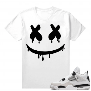 Military Black 4s - Tees White Smiley Drip