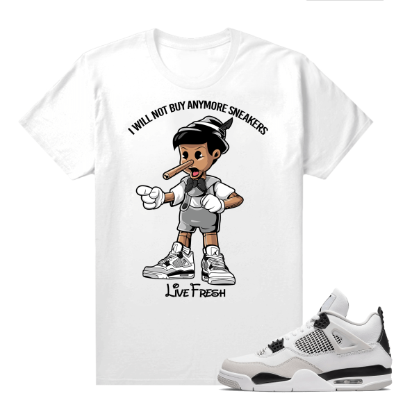 Military Black 4s - Tees White Sneakerhead Pinocchio