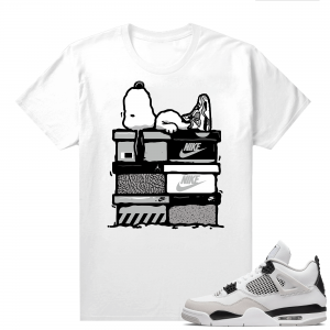 Military Black 4s - Tees White Sneakerhead Snoopy