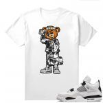 Military Black 4s - Tees White Soulja Bear