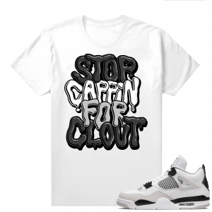 Military Black 4s - Tees White Stop Cappin