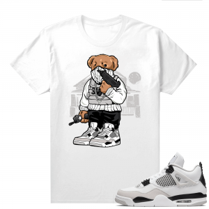 Military Black 4s - Tees White Trappin Bear