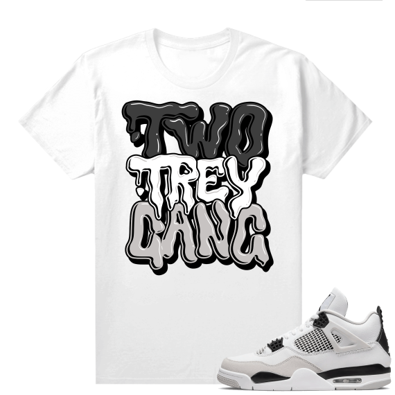 Military Black 4s - Tees White Two Trey Gang