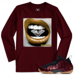 Match Maroon Foamposite | Diamond Lips | Maroon Long Sleeve T shirt